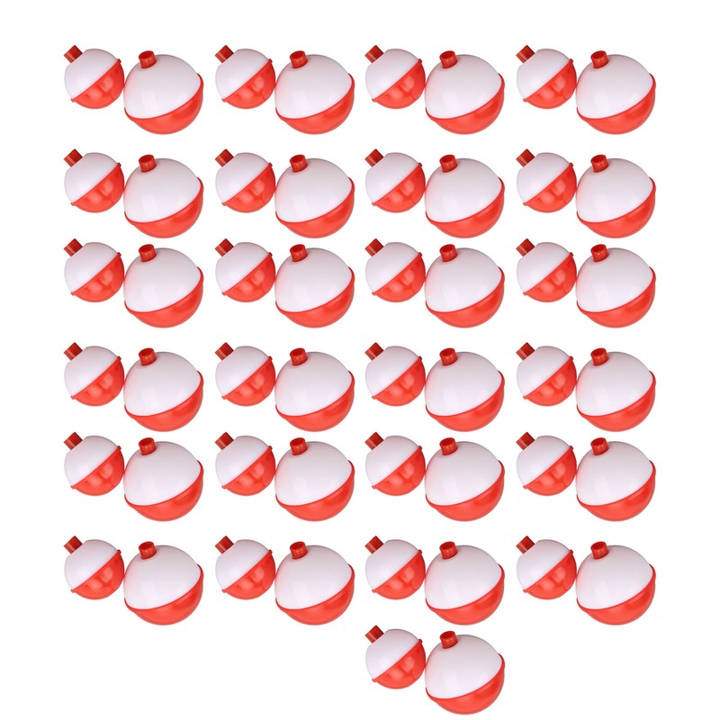 50PCS Ball Shaped Fishing Float Plastic White Red 2 Specifications