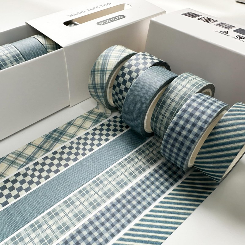 YUBBAEX 6 Rolls Checkered Masking Tape Set Grid Stripe Dots