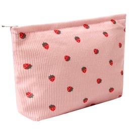 OZAOZ Makeup bag for Women, Flower Cosmetic Bags Zipper Pouch, Large Capacity Corduroy Makeup Bag, Travel Toiletry Bag Organizer for Women and Girls (Flower-H)