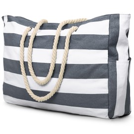 Becokan Beach Bag Large Beach Tote Bag for Women Waterproof Sandproof Swim Pool Bag With Zipper