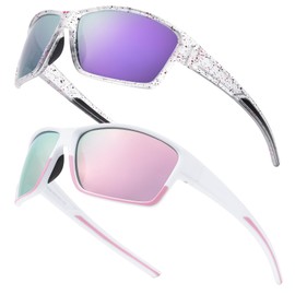 SIPHEW Pack of 2 Women's Sports Glasses Sunglasses Polarised Cycling Glasses UV400 Protection Running Glasses Sunglasses for Road Bike Cycling Cycling Running