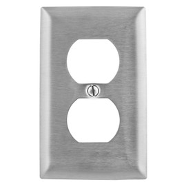 Bryant Electric SS8 1-Gang, 1-Duplex, Standard Size 302/304 Stainless Steel Wall Plate, With Removable White Protective Film