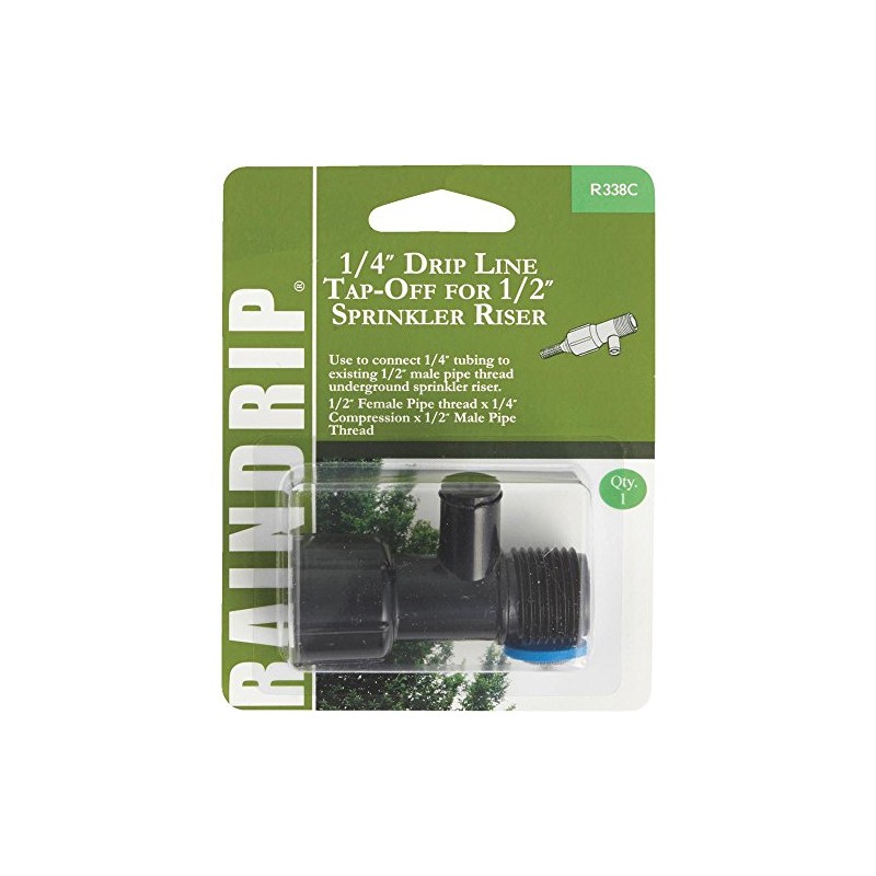 Raindrip Drip Line Tap-Off 1/4" Tubing 1/4" Carded