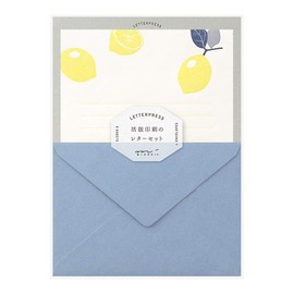 Midori Letter Set 476 Letterpress Lemon Pattern 86476006