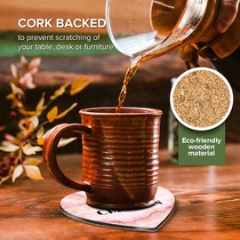 1 x Heart Coaster - Name Christian Marble Stone Texture Letter Lettering Initial Cork Backed MDF Glossy Tea Coffee Accessory #275690