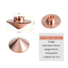 Mugtag 10 Pcs Fiber Laser Nozzles D28 H15 M11 D32 H15 M14 for Precitec Raytools Hans Fiber Laser Cutting Machine BT240S BT210 (D32 Single, 1.0mm)