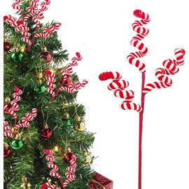 12 Pcs Candy Cane Christmas Decorations, 17 Inch Large Ornaments for Tree Picks, Tree Decorations, Red and White Ornaments, Big Tree Topper Filler