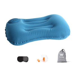 JZS Inflatable Travel Pillow, Compressible Camping Pillow for Neck Lumbar Support, Comfortable Neck Head Support Pillow for Camping Hiking(Blue)