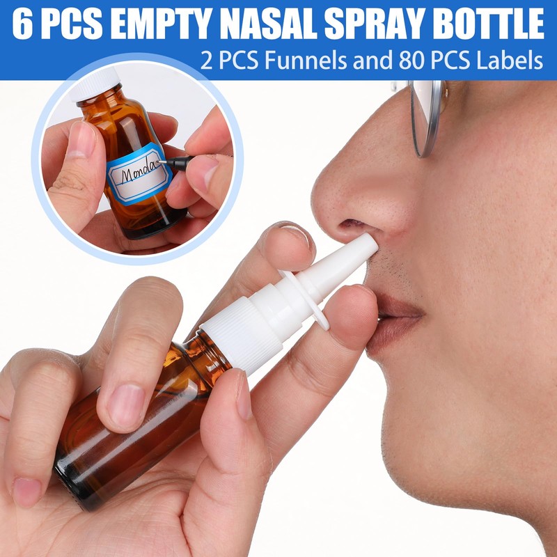 ZHWKMYP 10 Pcs Nasal Spray Bottle, 20ML/0.7OZ 6 Pcs Fine