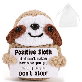 Positive Sloth,Sloth Gifts for Women,Inspirational Positive Crochet Sloth,Emotional Support Gift,for Women's Birthday Gift Graduation Gift,Uplifting Cute Tabletop Decoration,with a Storage Bag