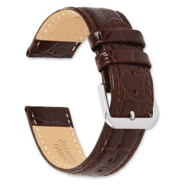 deBeer - 16mm Alligator Grain Watch Strap - Brown - Replacement Leather Watch Band
