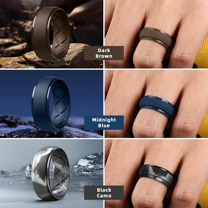 Egnaro Inner Arc Ergonomic Breathable Design, Silicone Rings Mens with
