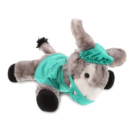 DolliBu Lying Grey Donkey Doctor Plush Toy - Super Soft Donkey Doctor Stuffed Animal Dress Up with Cute Scrub Uniform & Cap Outfit - Gift with Personalization - 9 Inch