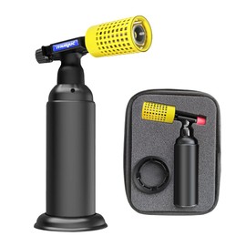 Molgoc Butane Torch with Square Grid Guard,Stainless Steel Protective Cover,Refillable Kitchen Torch Lighter,Adjustable Flame,Yellow. (Butane Gas Not Included)