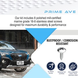 Prime Ave Stainless Steel License Plate Fastener Screws Compatible with Subaru WRX BRZ Impreza Outback Forester Crosstrek Legacy Ascent (Pack of 8)