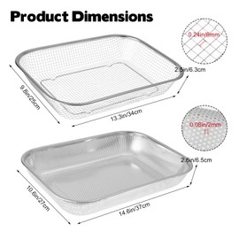 2 Pcs Large Soil Sifters, Stainless Steel Soil Strainers for Gardening Garden Compost Sieves with 1/4" & 1/12" Mesh Screen for Dirt Rocks Pellet Gravel Sand Leaves