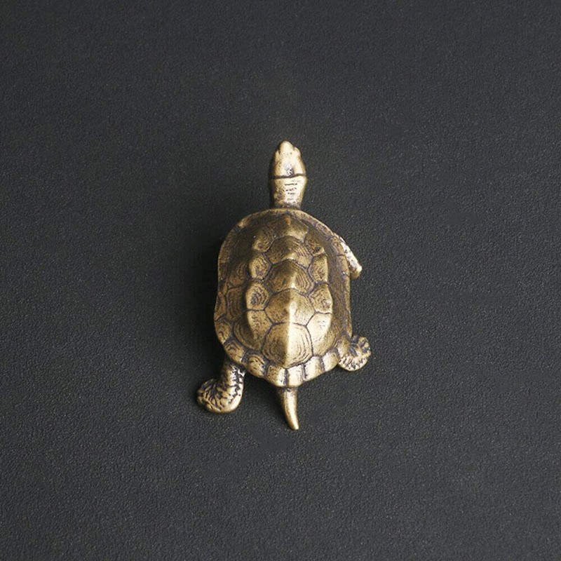 TEAMWILL 1PC Brass Vintage Turtle Figurine Statue Home Ornaments Animal