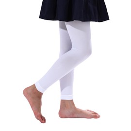 EVERSWE Girl's Microfiber Footless Tights, Ballet Dance Tights, Ultra Soft Leggings (White 2-4)