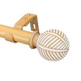 Adjustable 36-72 Inch Faux Wood Curtain Rods, 1 Inch Diameter with Wood Grain Leaf Finials, Fits 24-68 Inches Small to Medium Windows, Heavy Duty Decorative Window Drapery Rod