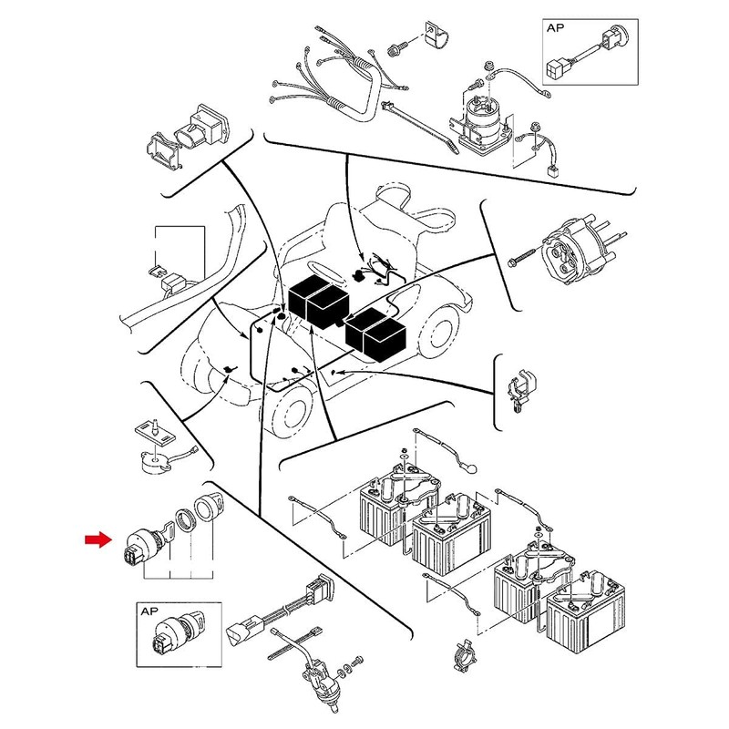 10L0L Golf Cart Ignition Key Switch for Yamaha G29, 2
