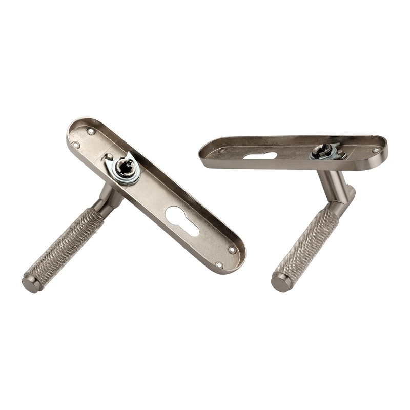 Infinity Decor Satin Nickel Knurled Euro Lever Lock Door Handle
