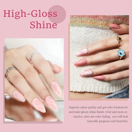 Modelones Gel Nail Polishes 6 Colors Nude Pink French Manicure Shellac Nail Polish Set Spring UV Gel Polishes Pastel Milky Pink Nail Gel Polsih Mothers Day Gift For Woman