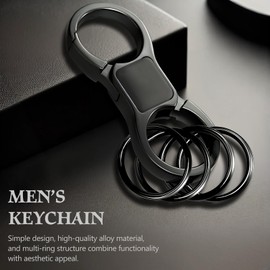 Tienyuu Heavy Duty Key Chain with Quick Release Spring – Zinc Alloy Car Keychain Organizer for Men & Women, 4 Key Rings