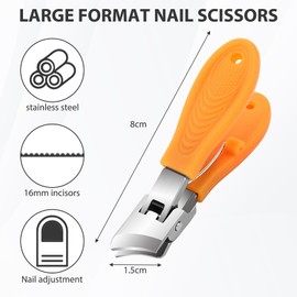 2 Stück Schräger Nagelknipser,Edelstahl Nail Clipper,Schräger Nagelknipser mit Weiter Backenöffnung und Spritzschutz,für Damen und Herren Geeignet,mit Schutzhülle (Orange,Schwarz)