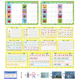Suuji Misonazori Calligraphy Board, 99 Multiplication and Repeating Practice, 0-100 Practice Board, 10 Day Mathemism, Educational Toy, Katanonymal Writing Order Practice Sheet, Set of 11