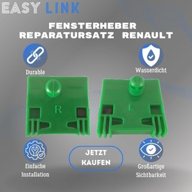 Easy Link 2x Window Regulator Repair Kit Slider Left Right Compatible with Renault Laguna Megane Scenic Espace 8200000557 8200000558