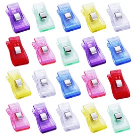 Temporary Fastening Clips, 7 Colors, Assorted, Plastic Clips, Sewing Supplies, Waiting Needle, DIY, Handicraft Supplies, Convenient Goods (Set of 20)