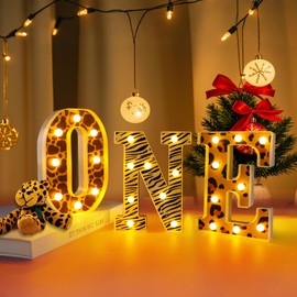 Wild 1st One Birthday Decorations for Boy or Girl,Safari Theme First Birthday Decorations for Boy,1 Year Old Birthday Jungle Party Decorations,One Light Up Sign for Centerpieces Table Backdrop Decor