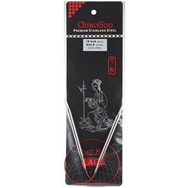CHIAOGOO 16-Inch Red Lace Stainless Steel Circular Knitting Needles, 8/5mm