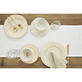 Solino Home Linen Table Runner 90 Inches Long - Linen Cotton Liana White Table Runner 14 x 90 Inch for Dining, Spring, Mothers Day, Father's Day - Zoe, Handcrafted and Machine Washable Fabric
