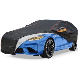 Car Cover Waterproof All Weather, 6 Layers XXL Full Exterior Covers with Zipper Cotton, Mirror Pocket. Outdoor Car Cover UV Snow Rain Wind Dust All Weather Outdoor Protection for Sedan (196-210 inch)
