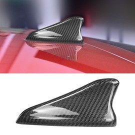 SUNJIKA Compatible with Real Carbon Fiber Car Top Roof Shark Fin Antenna Cover Radio Signal Base Trim Exterior Accessories for KIA Stinger 2018-2023 (Black)
