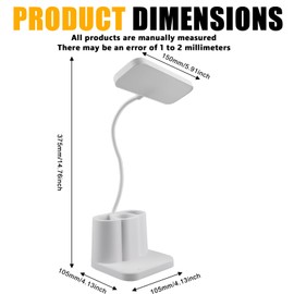 Schreibtischlampe Kinder, 3 Modi Dimmbare LED Tischlampe mit Stifthalter und Telefonhalter, 360° Verstellbar Schwanenhals Leselicht, Touch Augenschonende Schreibtischleuchte zum Lernen Arbeiten