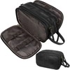 Water-Resistant Leather Toiletry Bag for Men, Large Travel Wash Bag