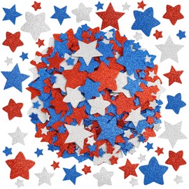 Patriotic Glitter Foam Star Stickers 4th of July Foam Star Sticker for Independence Day Party Decoration Arts Craft Supplies 300Pcs