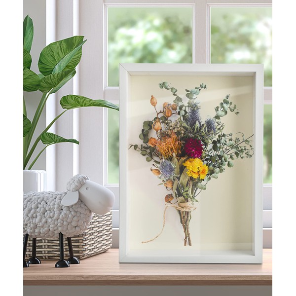 Shadow Box, Box Shape, Deep Frame Notice Board Photo Shadowbox Picture Frame 3D Deep Frame with Glass (White)