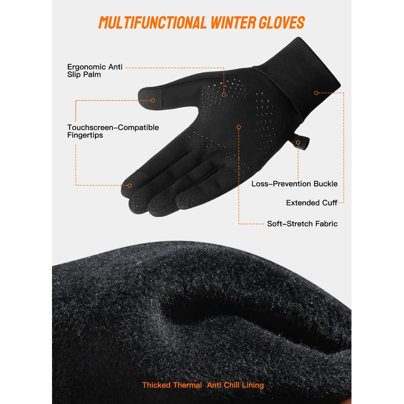 TRENDOUX Gloves Men Women Thick Warm Touchscreen Cycling Gloves Thermal