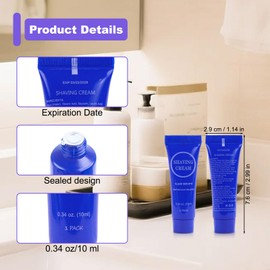 Disposable Shaving Cream for Men, Small Bottle Mini Shaving Cream in Bulk, Travel Size Toiletries Amenities Vacation for Hotel, Shelter/Homeless/Nursing Home/Charity (0.34oz, Unscented-30)