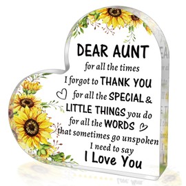 SUEHHYY Best Aunt Gifts from Niece Nephew, to My Aunt Acrylic Heart Sign Keepsake Presents, Birthday Christmas Mothers Day Valentines Day Gifts for Aunt Auntie