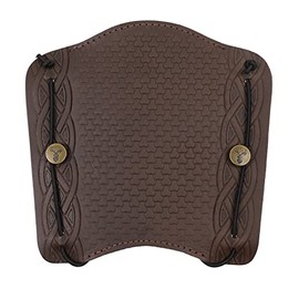 Jackalope Laidir - Plate - Arm Guard; Protection Made of Soft Leather, Lattice Pattern with Wide Trim on Right and Left Edges (Coffee)