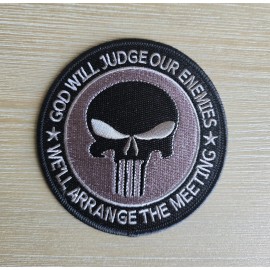 SKULL God Will Judge Our Enemies ACU DARK PUNISHER MILITARY TACTICAL HOOK PATCH
