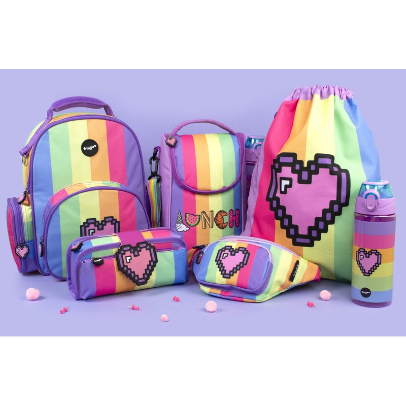 Fringoo - 600ml Kids Water Bottle with Straw & Fliptop