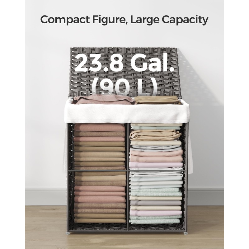 SONGMICS Laundry Hamper with Lid, 23.8 Gallon (90 L) Synthetic