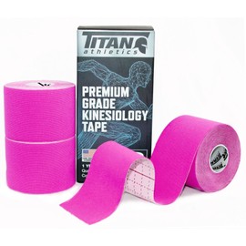Titan Athletics - 3 Rolls I Uncut I Kinesiology Tape I Premium Quality I Ideal Support for Joints and Muscles (Stretchable, Breathable & Hypoallergenic) (3 Pack, Pink)