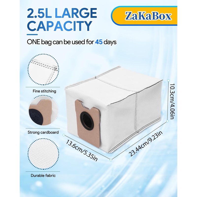 ZaKaBox 8 Pack Hoover Bags for Eufy Omni C20 C10
