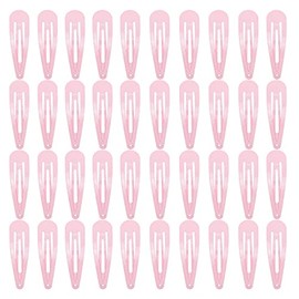 40 Counts Pink Color Metal Snap Hair Clips 2 Inch Barrettes for Women Accessories